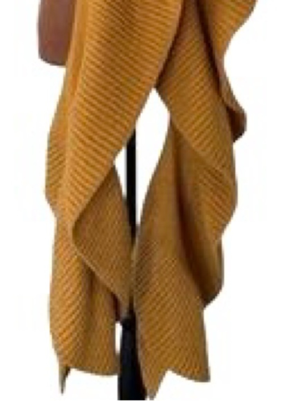 Mustard Yellow Long Ruffled Ribbed Knit Scarf - Picture 7 of 11